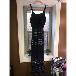 Long patterned dress.